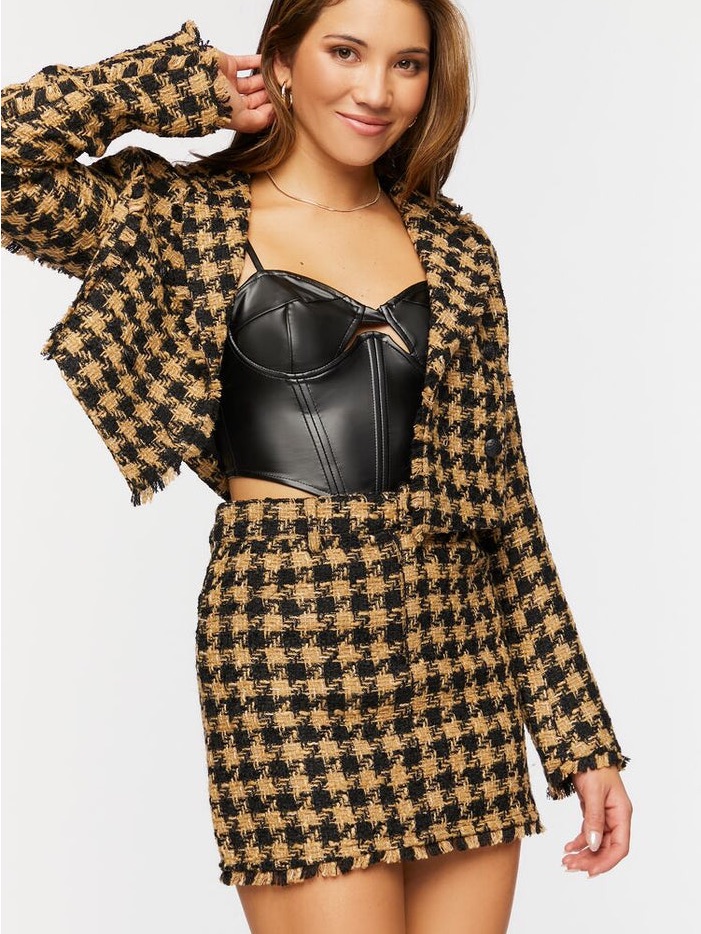 Forever 21 Tweed Houndstooth Mini Skirt